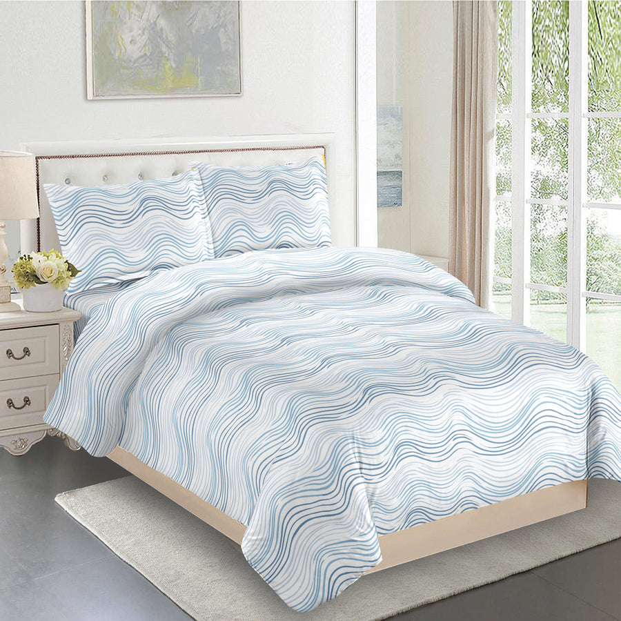 Ocean Waves Blue Twin Bedding Set