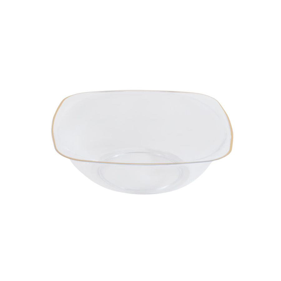 Clear 6oz Organic Square Bowls with Gold Rim - 10 Count - The Closeout Connection
