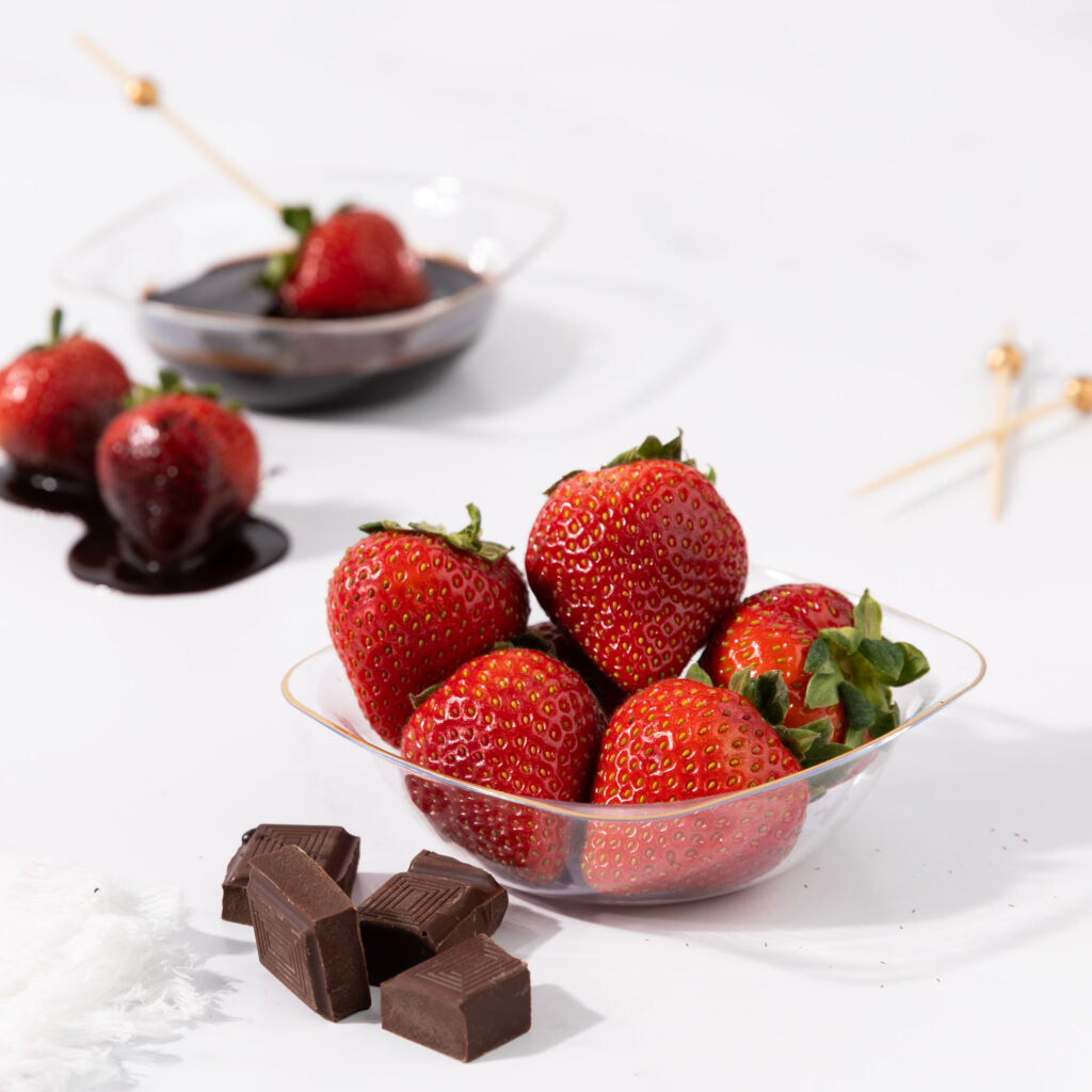 Clear 6oz Organic Square Bowls with Gold Rim - 10 Count