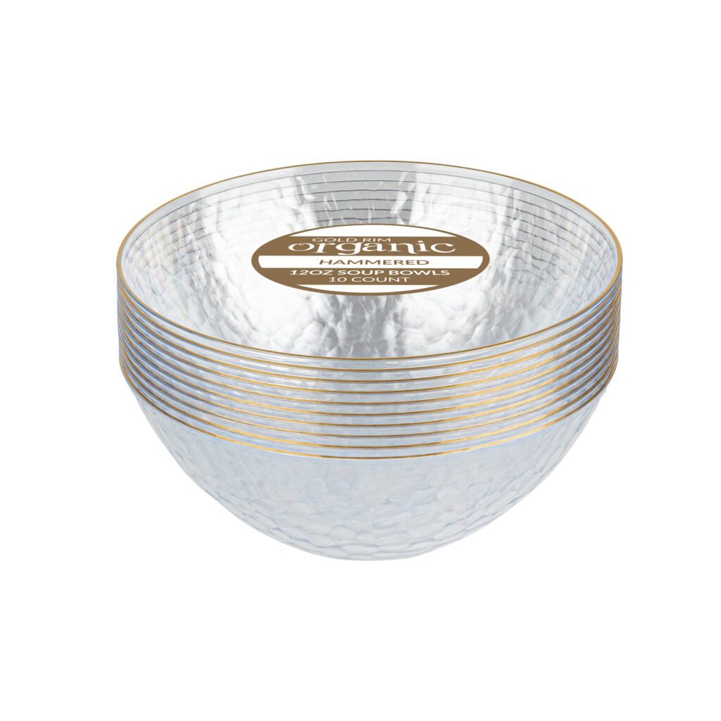Clear/Gold Rim 12oz Soup Bowls