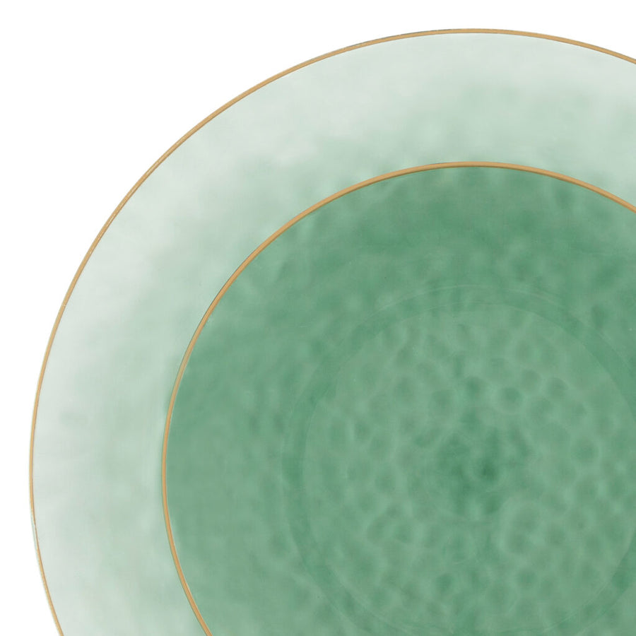 Organic Hammered Green Gold Rim Combo Plates - The Closeout Connection