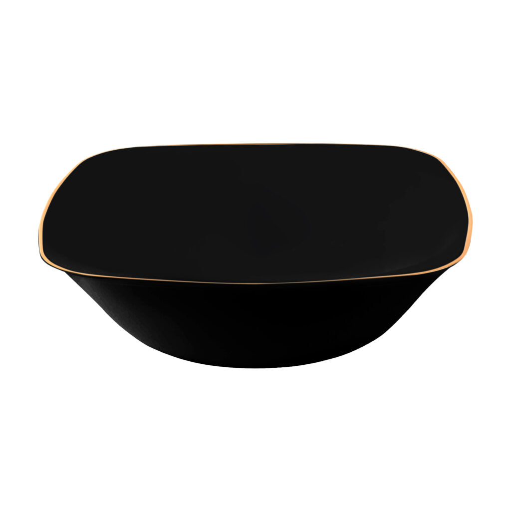 Organic Square Bowls Black with Gold Rim - 10 ct