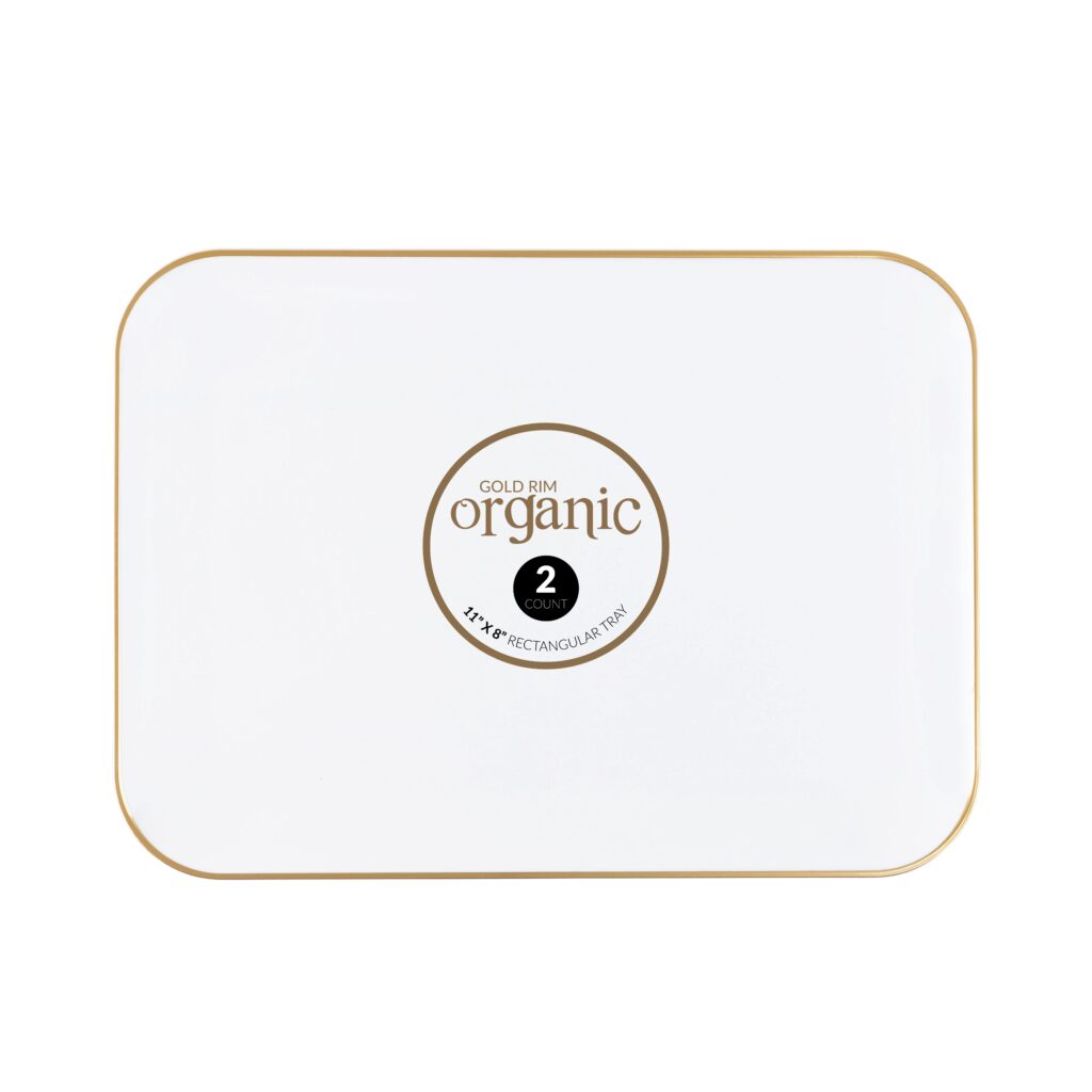 Organic White/Gold Rim Tray - 2 Count