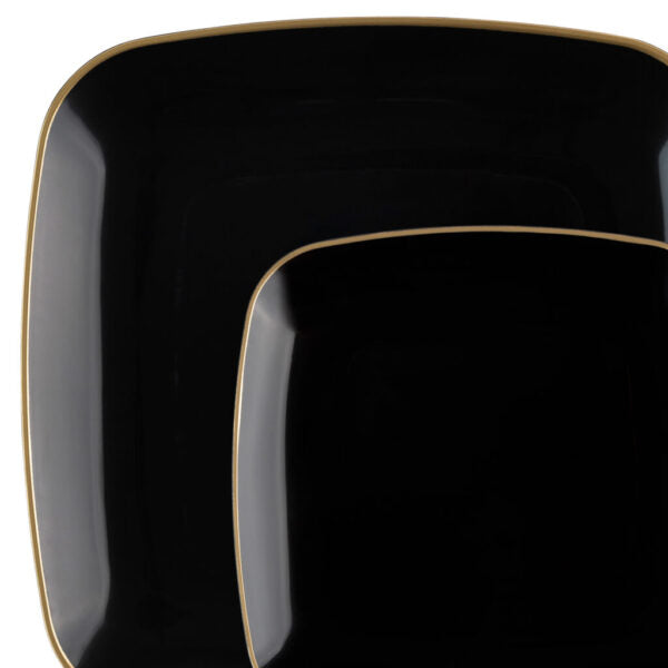 Organic Square Plates Collection Black/Gold Rim- 10 Count - The Closeout Connection