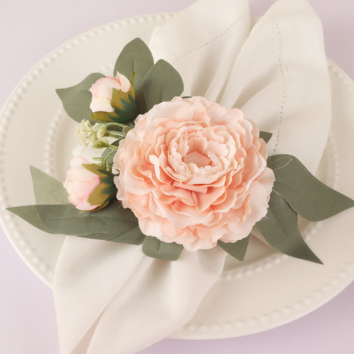 Pink Flower Napkin Rings – Set of 4