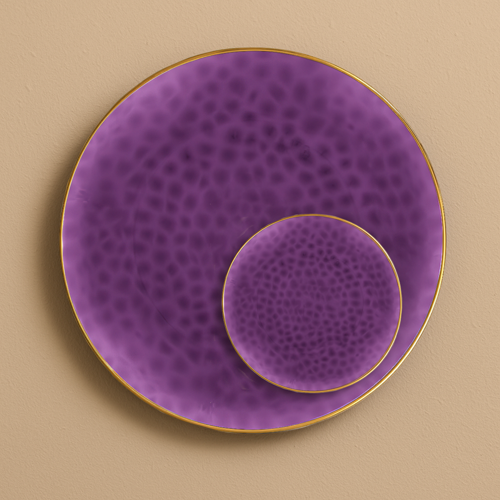 Organic Hammered Plates Purple/Gold Rim- 10 Count