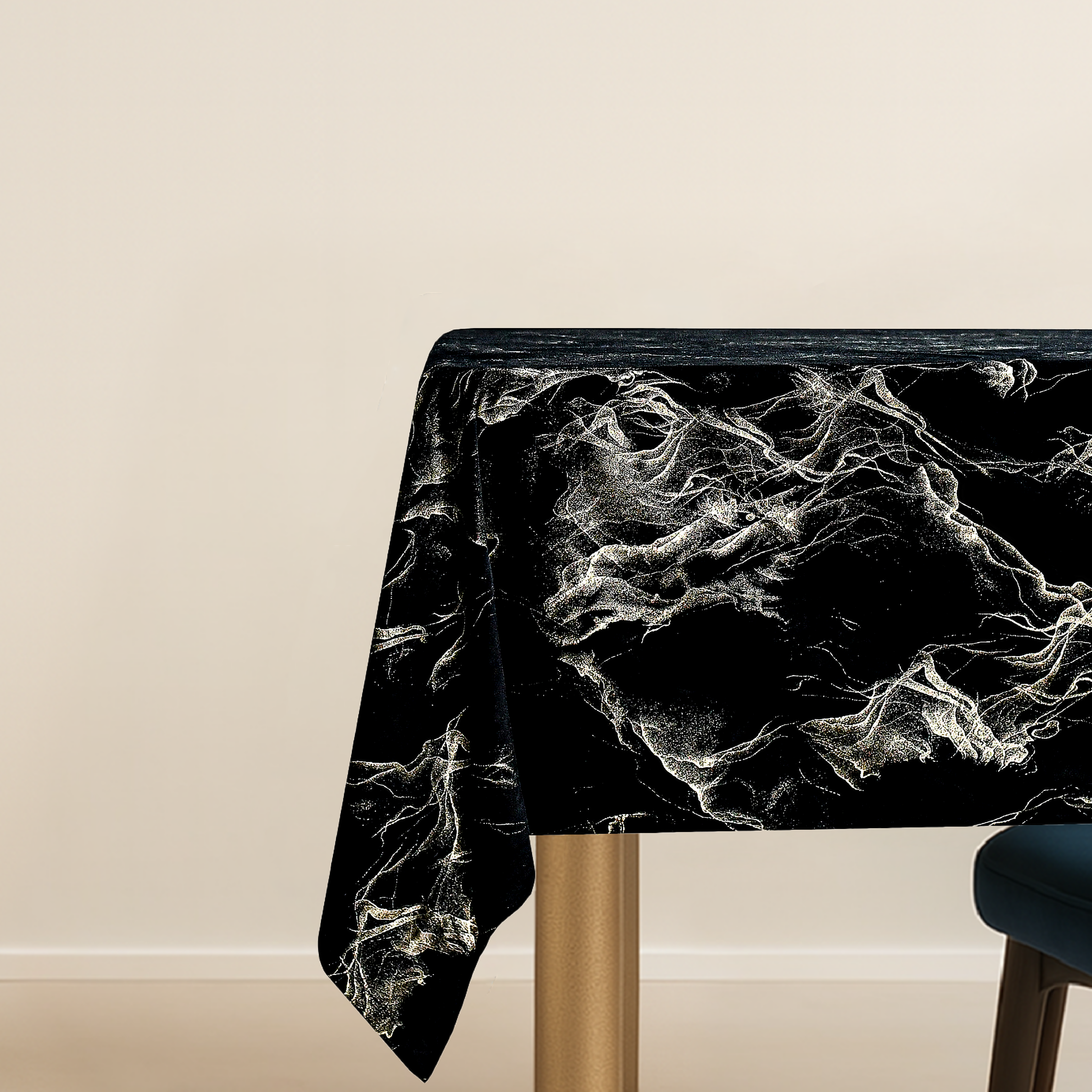 Palermo Black Gold Velvet Tablecloth