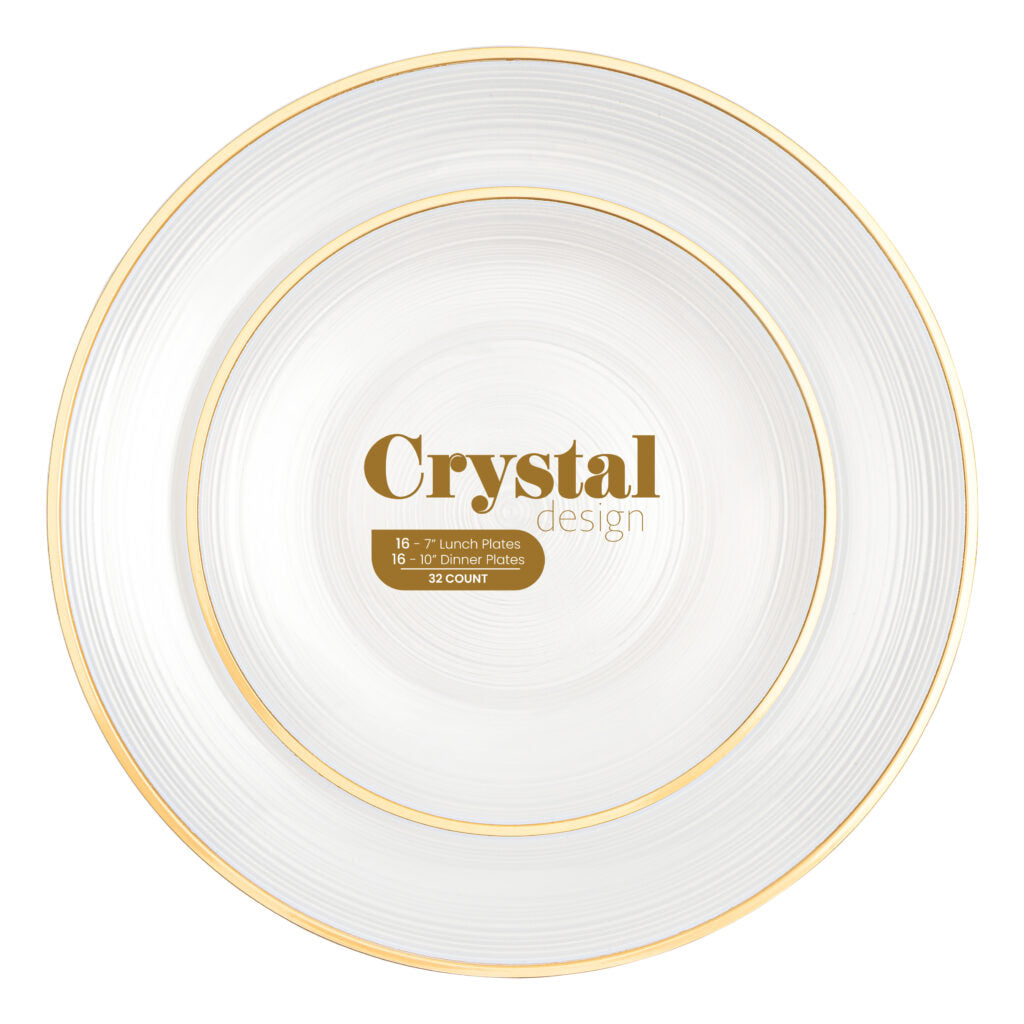 Crystal Design Combo Plates 7" & 10" - 32 Count - Pearl#Color_Pearl#Size_7" & 10" Combo - 32 Count