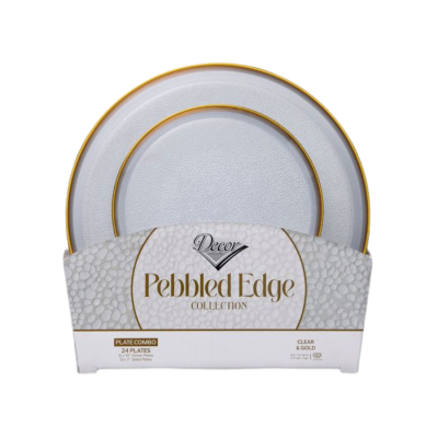 Pebbled Collection Clear/Gold - 24 count