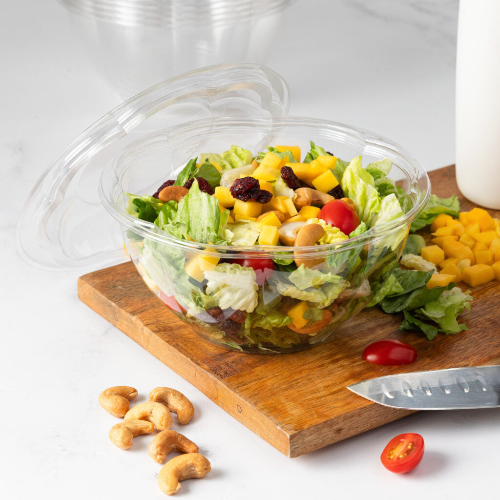PET Salad Bowls With Lids - 15 Count