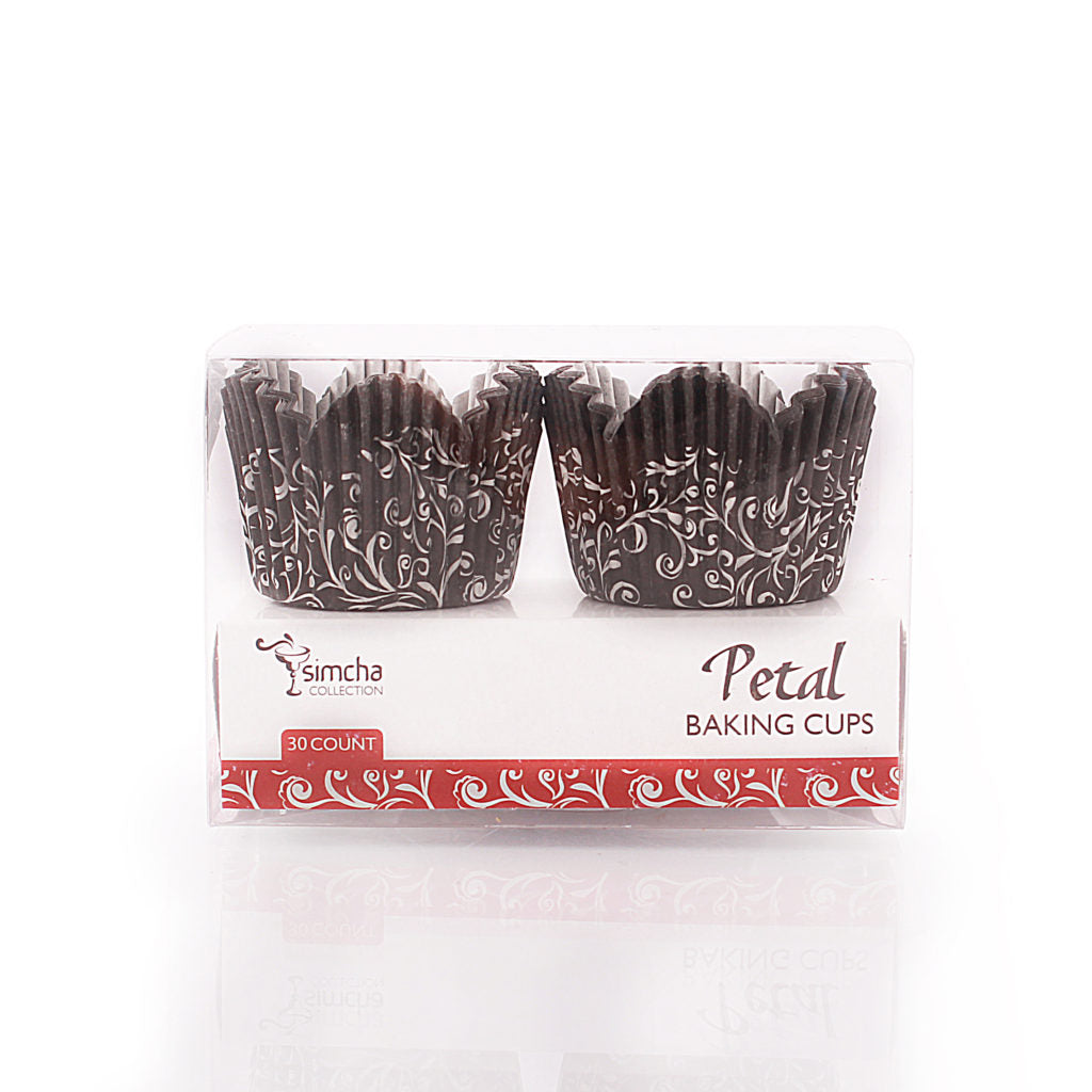 Mini Petal Baking Cup Black Background - 30 Count