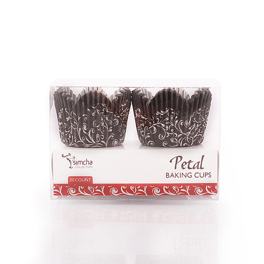 Mini Petal Baking Cup Black Background - 30 Count - The Closeout Connection