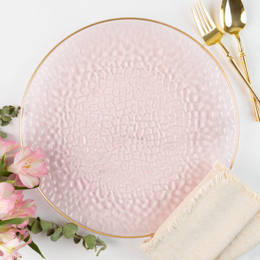 Organic Hammered Chargers with Gold Rim - 4 Count - The Closeout Connection