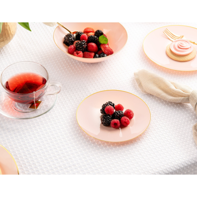 Pink/Gold Plastic Plate - 10 Count - The Closeout Connection