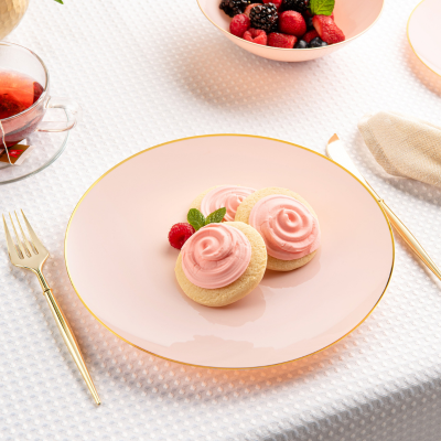 Pink/Gold Plastic Plate - 10 Count