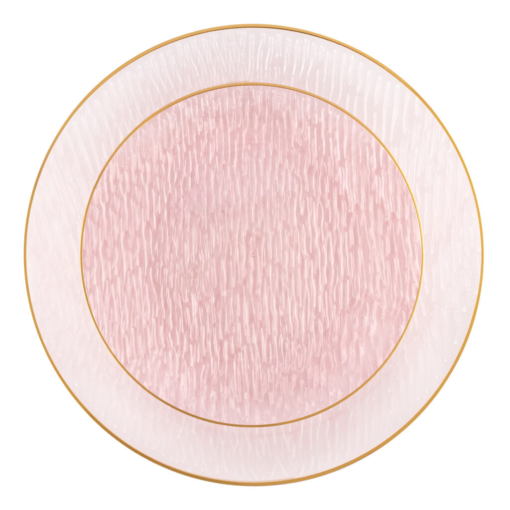 Icicles Plates Pink/Gold Rim 7″ & 10″ Combo Plates - 24 Count