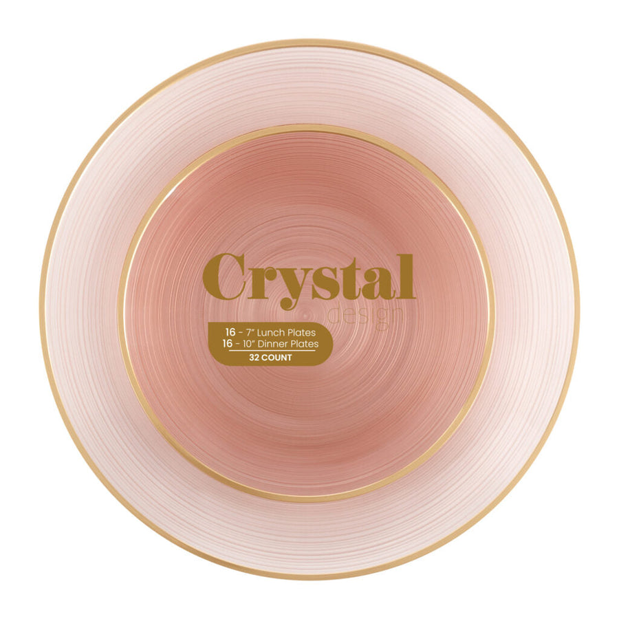 Crystal Design Combo Plates 7" & 10" - 32 Count - Rose
