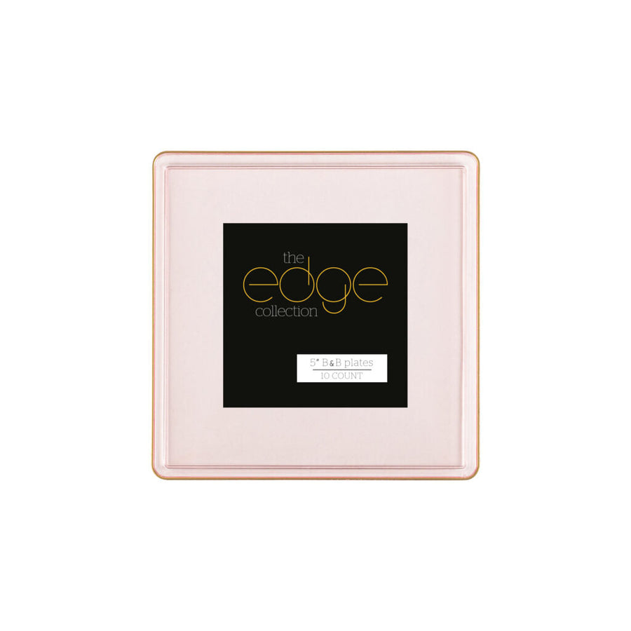 Edge Collection Square Plates Gold Rim - 10 Count - Pink