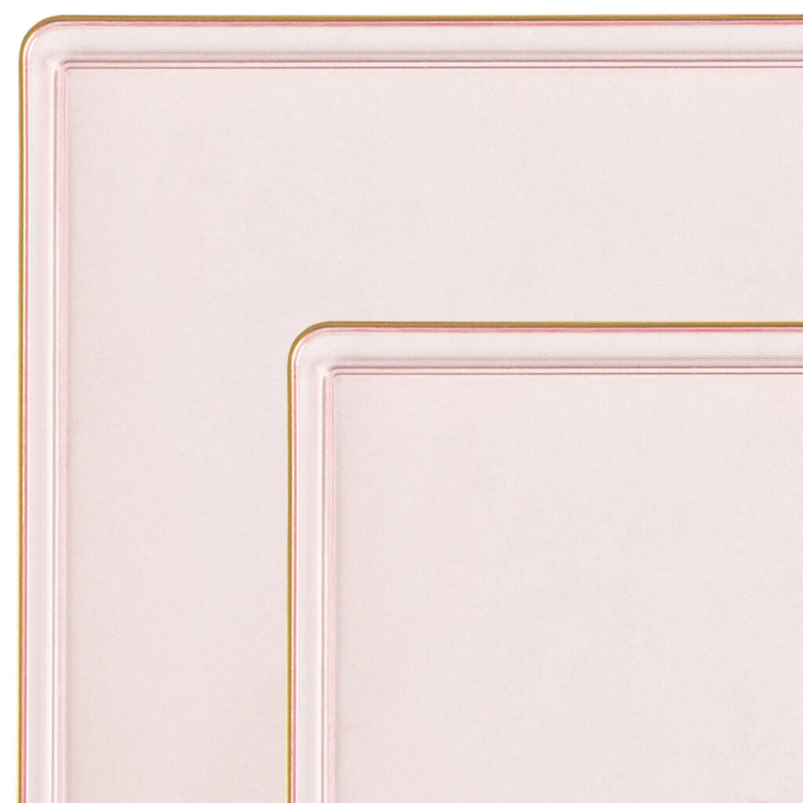Edge Collection Square Plates Gold Rim - 10 Count - Pink