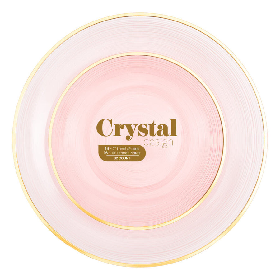 Crystal Design Combo Plates 7" & 10" - 32 Count - Pink