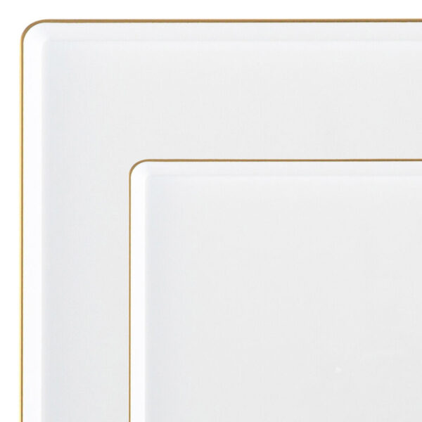 Edge Collection Square Plates Gold Rim - 10 Count - White