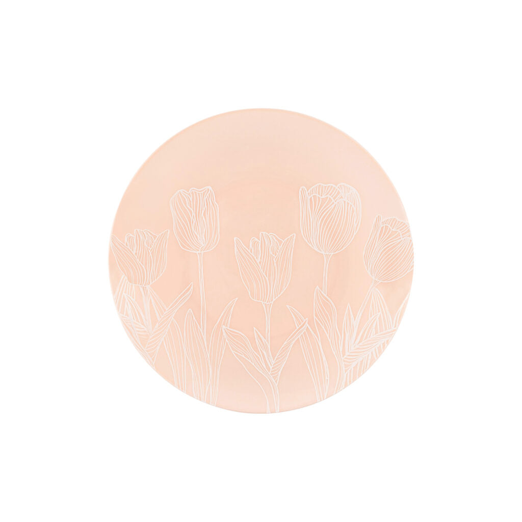 The Combo Soft Pink Tulips Dinnerware Set- 32 Count