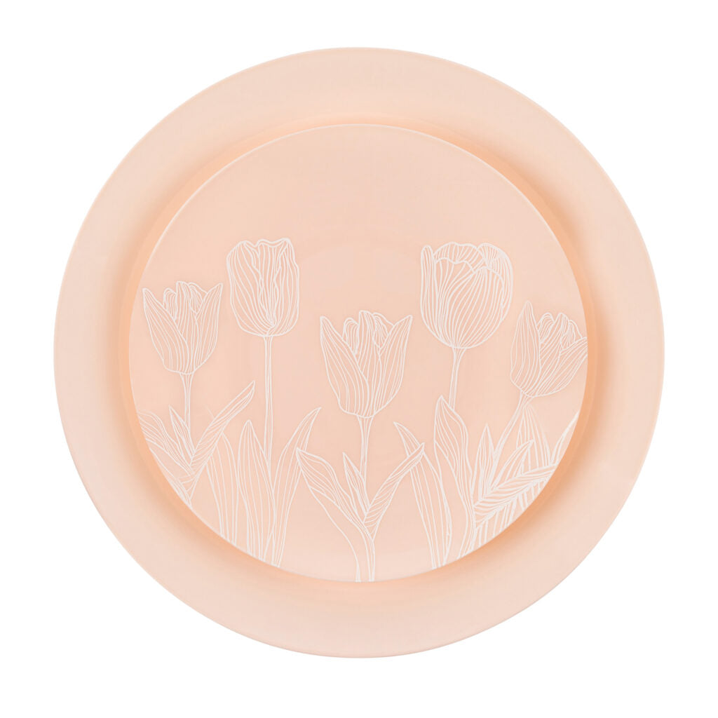 The Combo Soft Pink Tulips Dinnerware Set- 32 Count