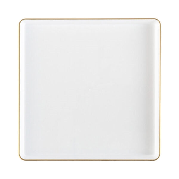 Square Plates White/Gold Rim- 10 Count