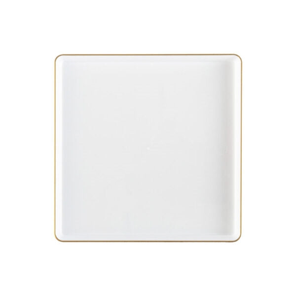 Square Plates White/Gold Rim- 10 Count
