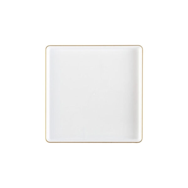 Edge Collection Square Plates Gold Rim - 10 Count - White