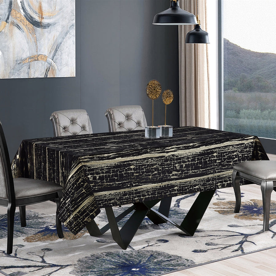 Portoro Black with Gold Velvet Tablecloth - The Closeout Connection