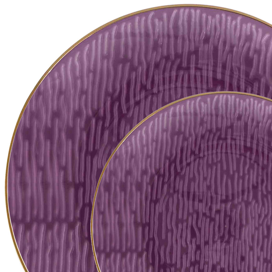 Icicles Plates Purple/Gold Rim Combo Plates - 24 Count - The Closeout Connection