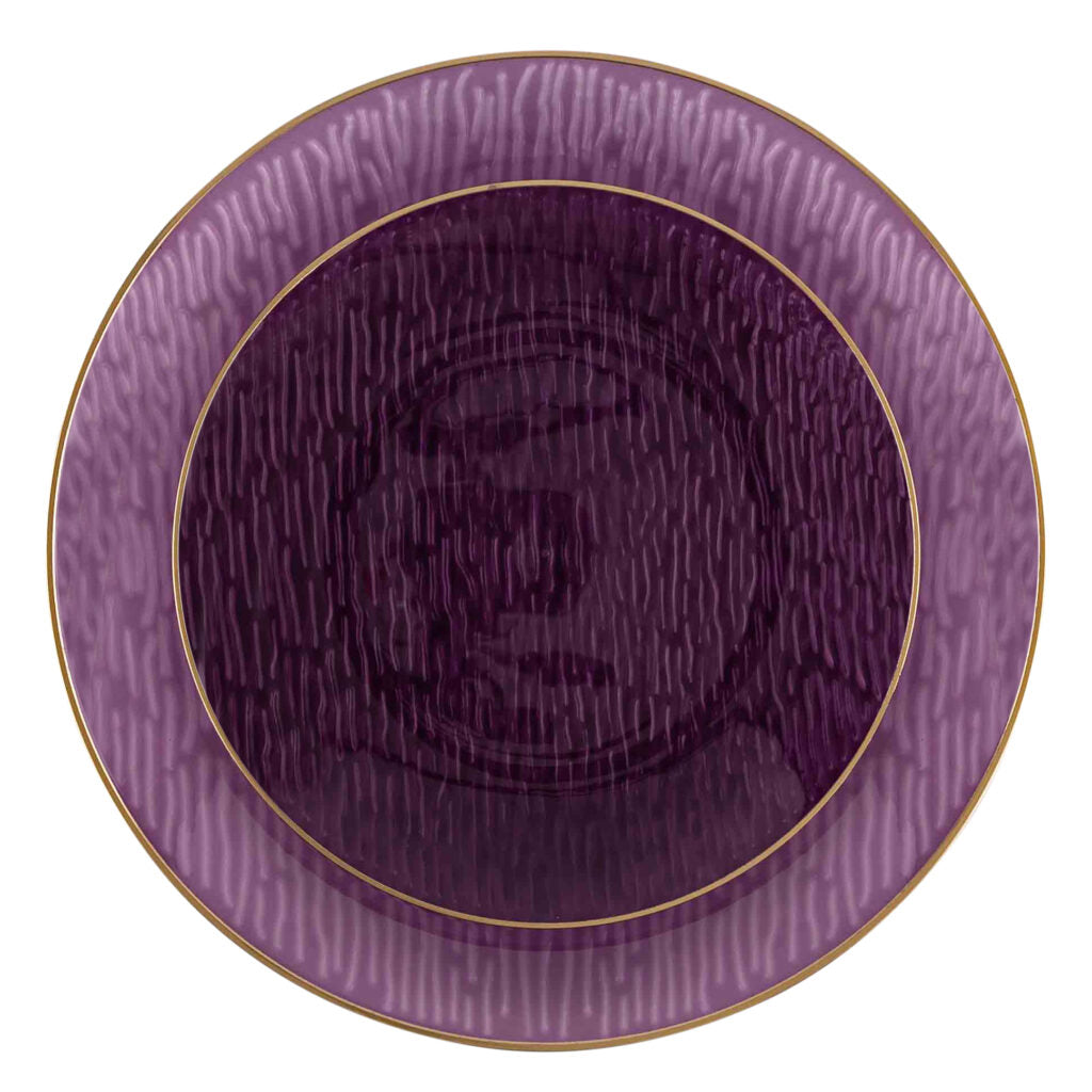 Icicles Plates Purple/Gold Rim Combo Plates - 24 Count - The Closeout Connection