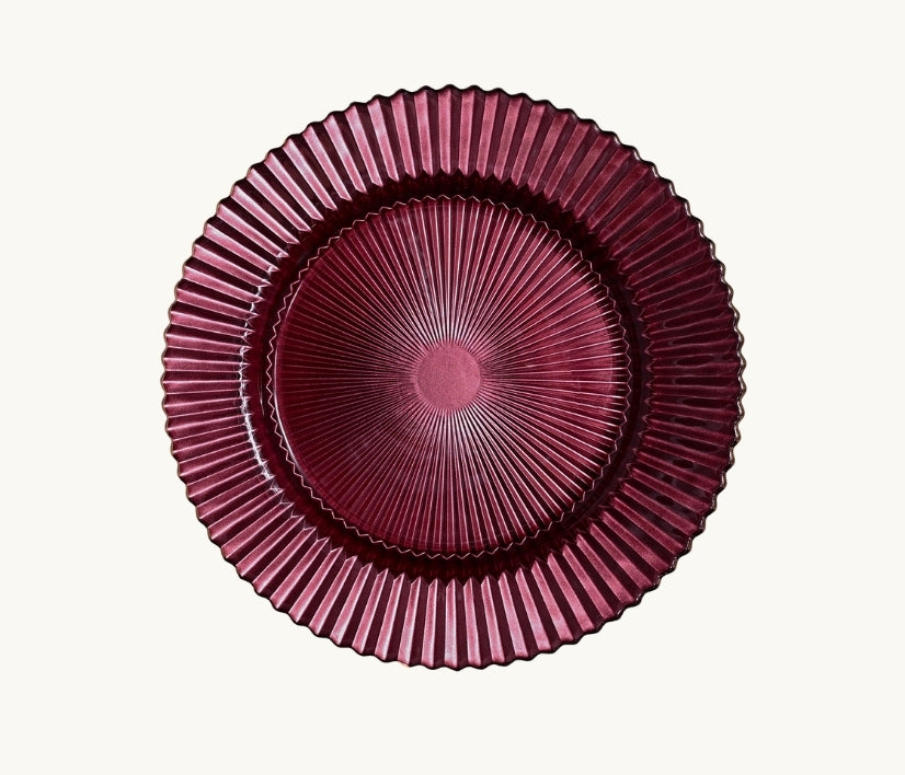 Raspberry Pleated Glass Dish Collection
