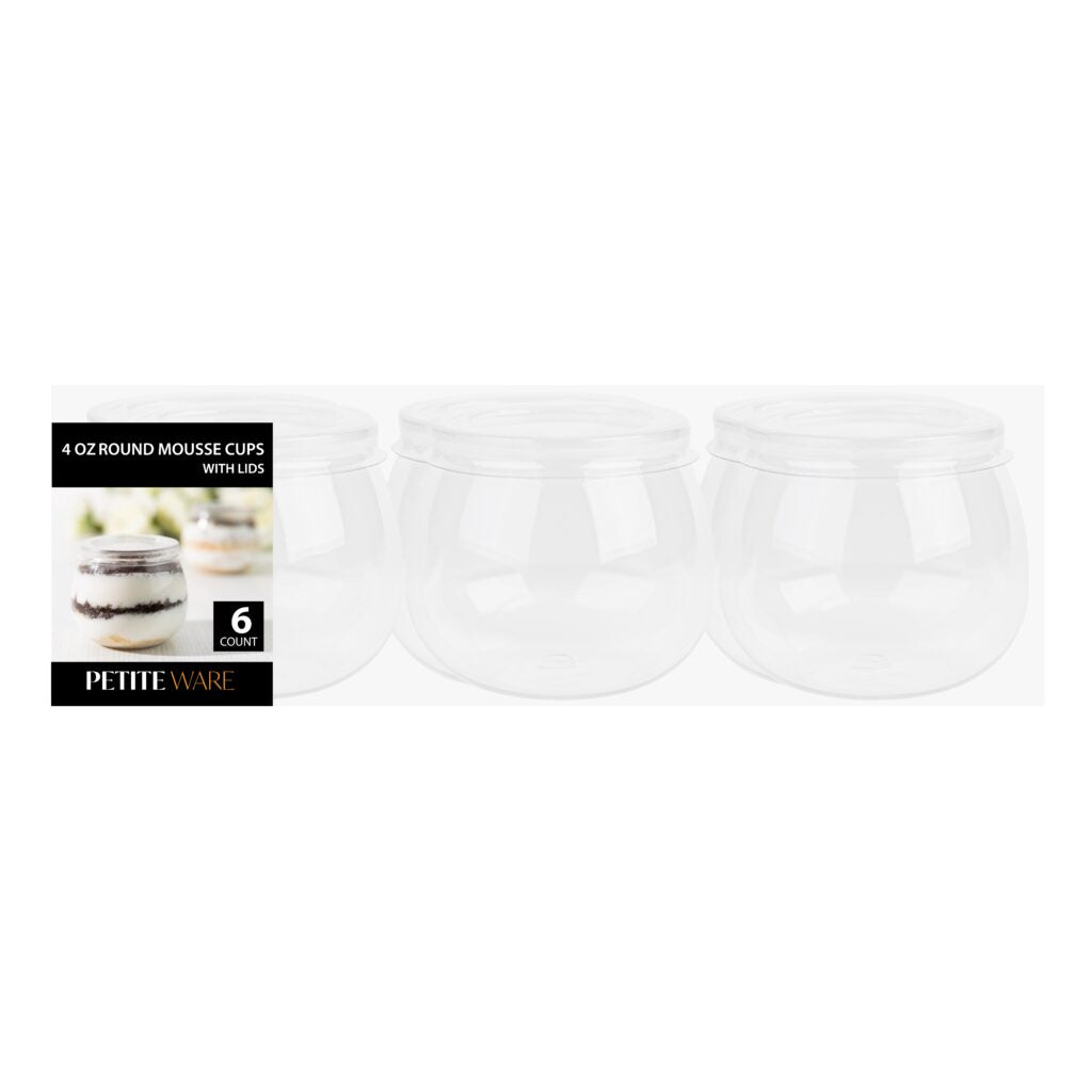 Round Mousse Cups With Lids - 6 Count - The Closeout Connection