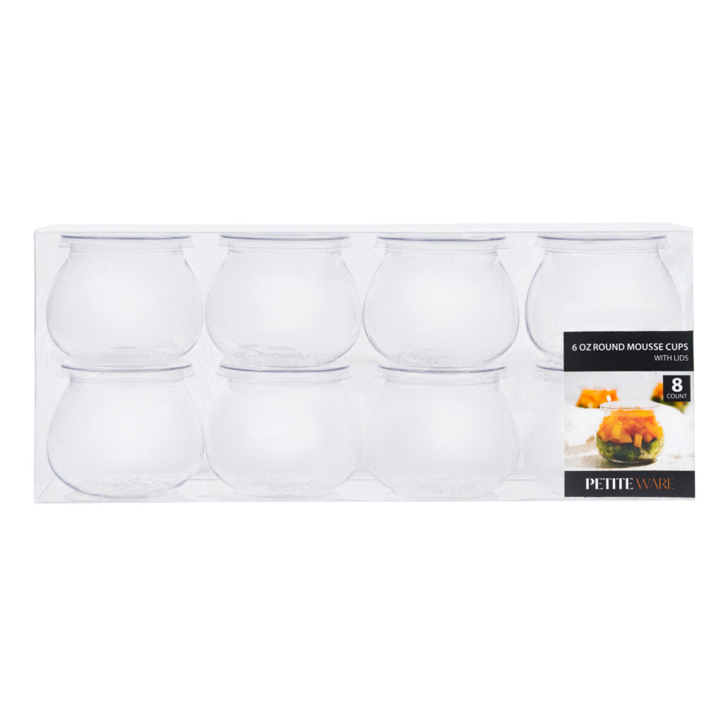 Round Mousse Cups With Lid - 8 Count