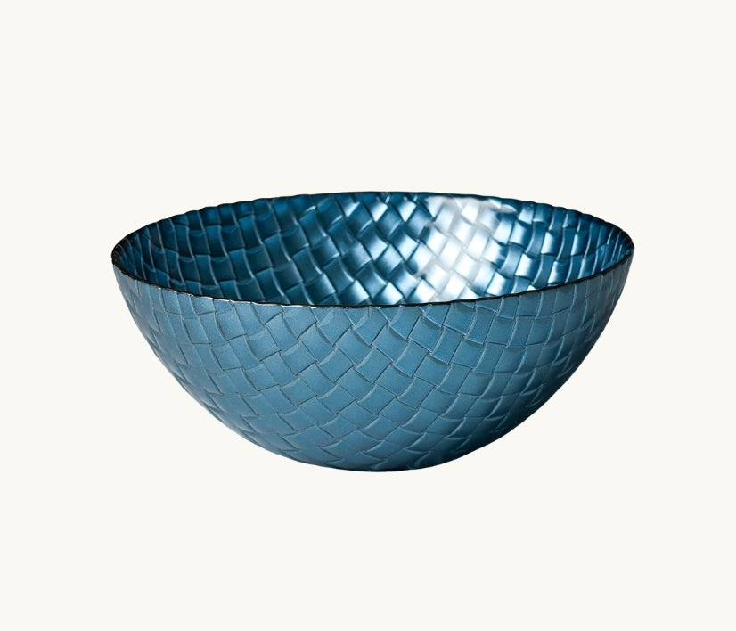 Royal Blue Basket Weave Glass Dinnerware Collection