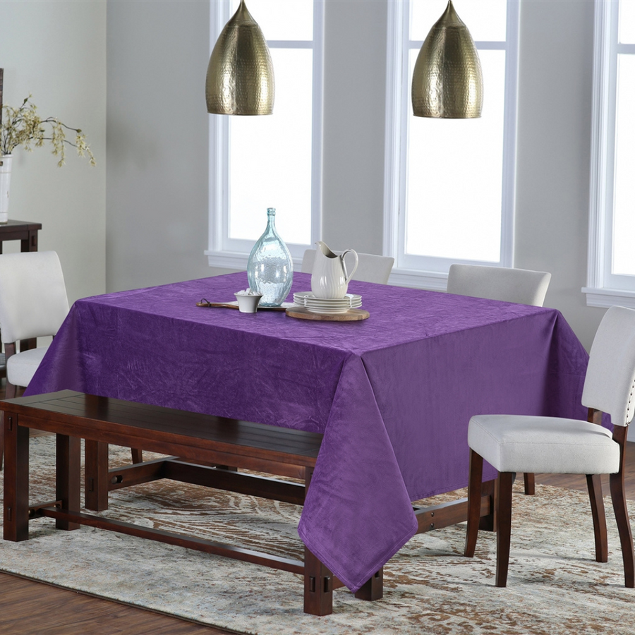 Santa Monica Purple Velvet Tablecloth 66" x 160" - The Closeout Connection