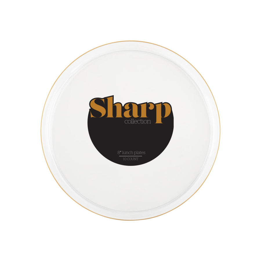 Sharp Clear/Gold Rim Plates - 10 Count - The Closeout Connection
