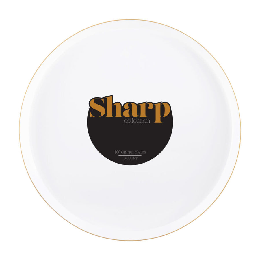 Sharp Plates - 10 Count - White-Gold