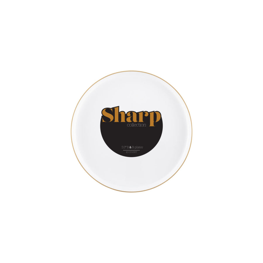 Sharp White/Gold Plates - 10 Count - The Closeout Connection