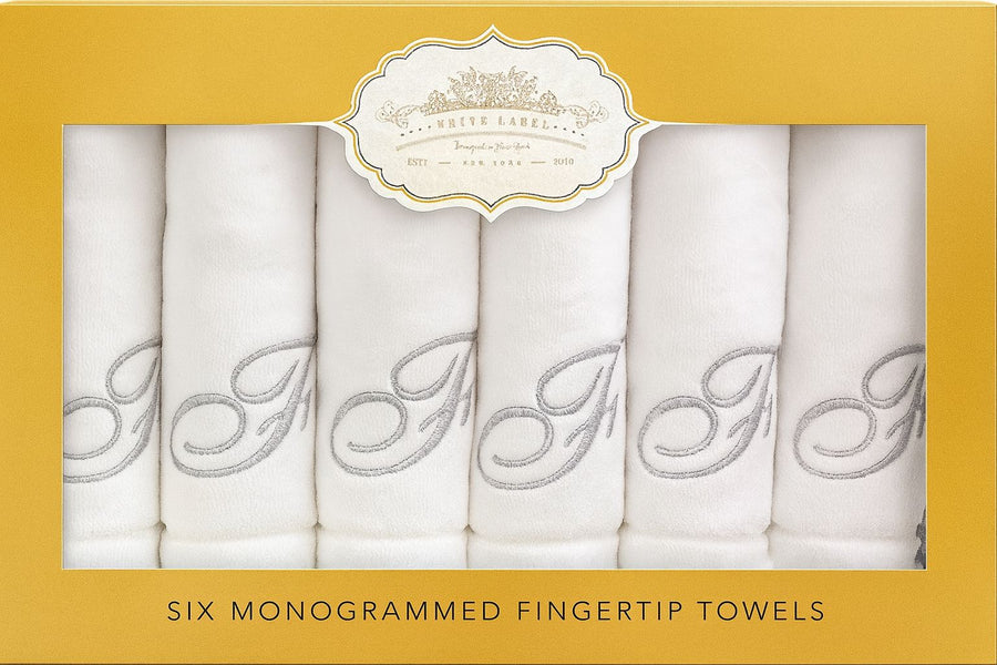 Six Monogrammed Finger Towels - The Closeout Connection