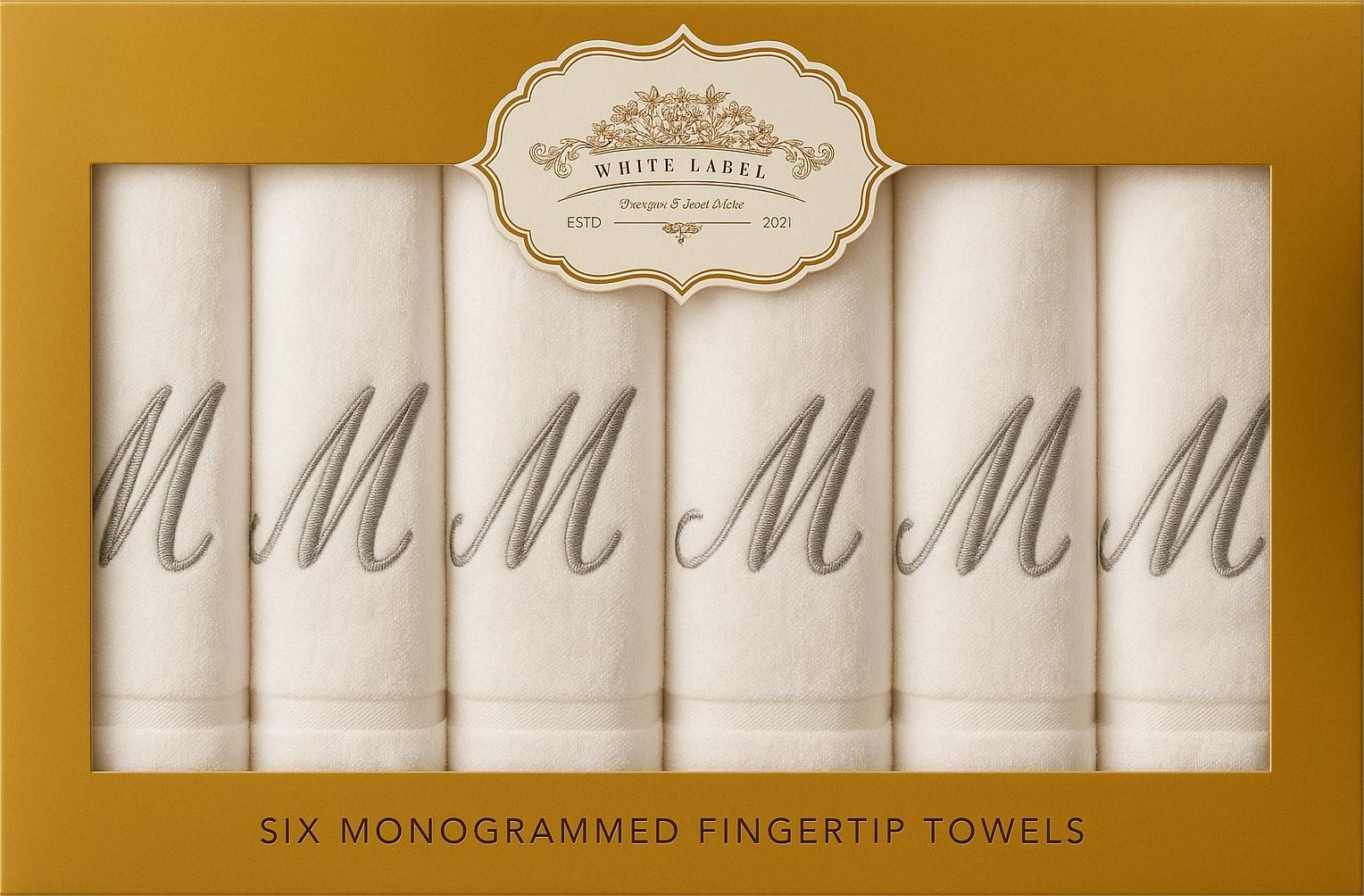 Six Monogrammed Finger Towels