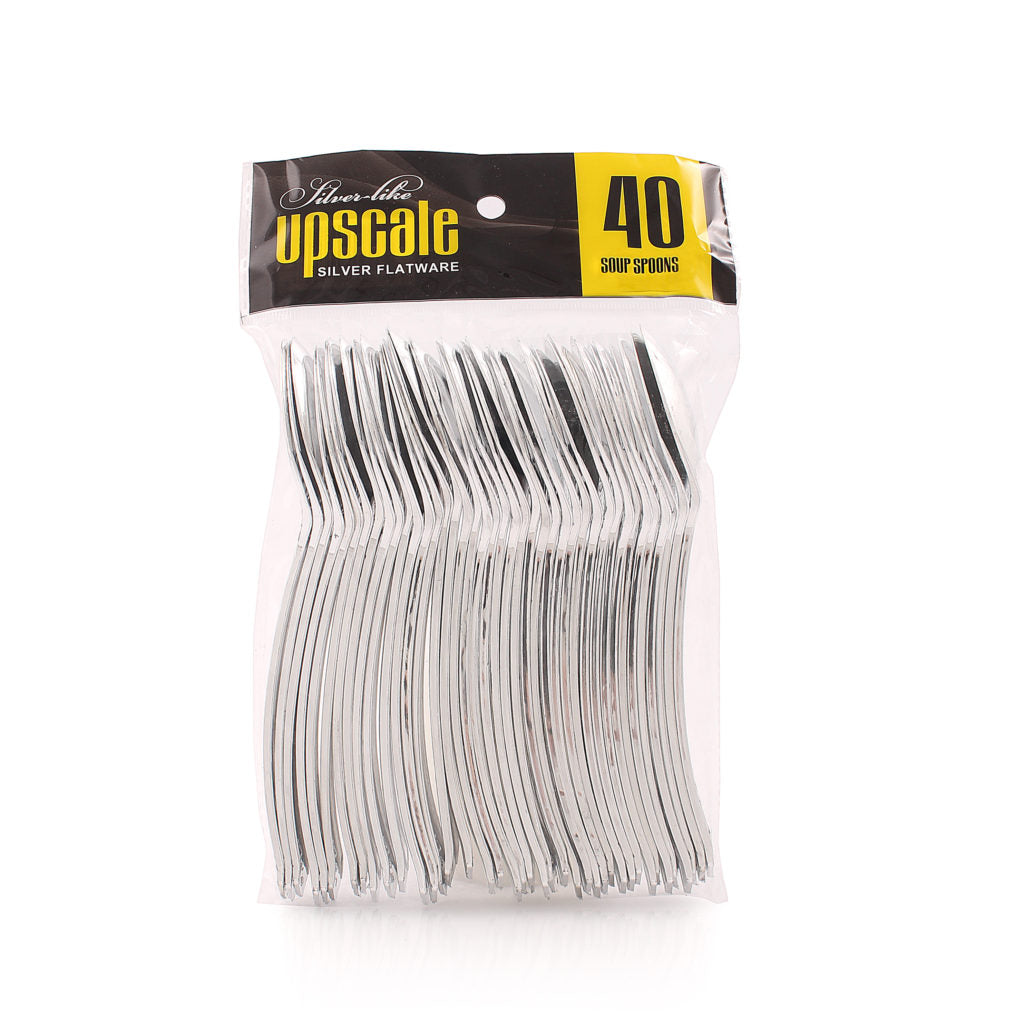 Upscale Silver Soup Spoons - 40 Count