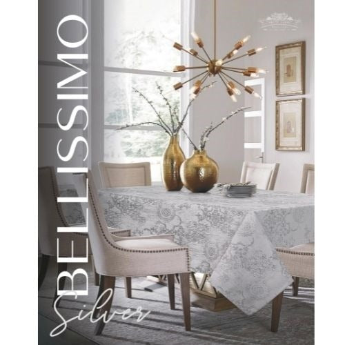 Bellissimo Jacquard Silver Baroque Print - The Closeout Connection
