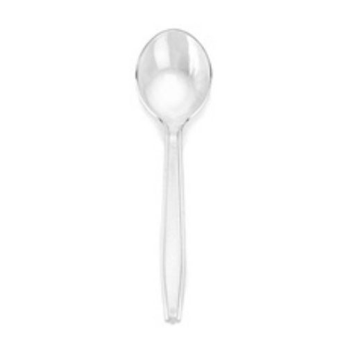 Deluxe Heavy Weight Clear Soup Spoons- 50 Count