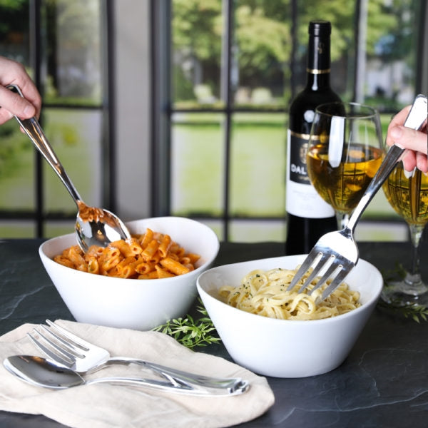 2 Sets Serving Spoon and Fork Set Silver- 4 Count