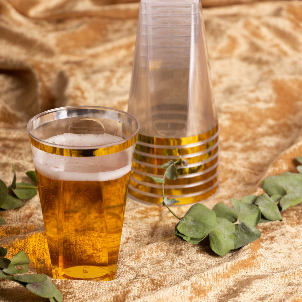 Square Gold Rim Tumblers - 20 Count