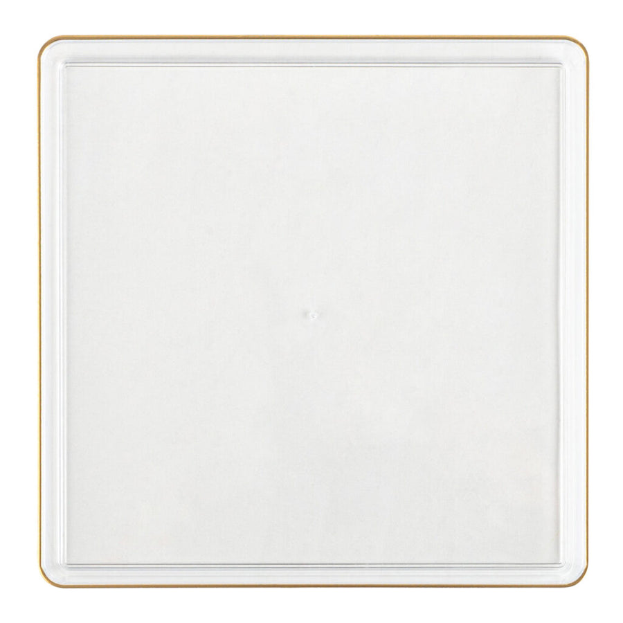 Square Chargers Clear/Gold Rim - 4 Count - The Closeout Connection