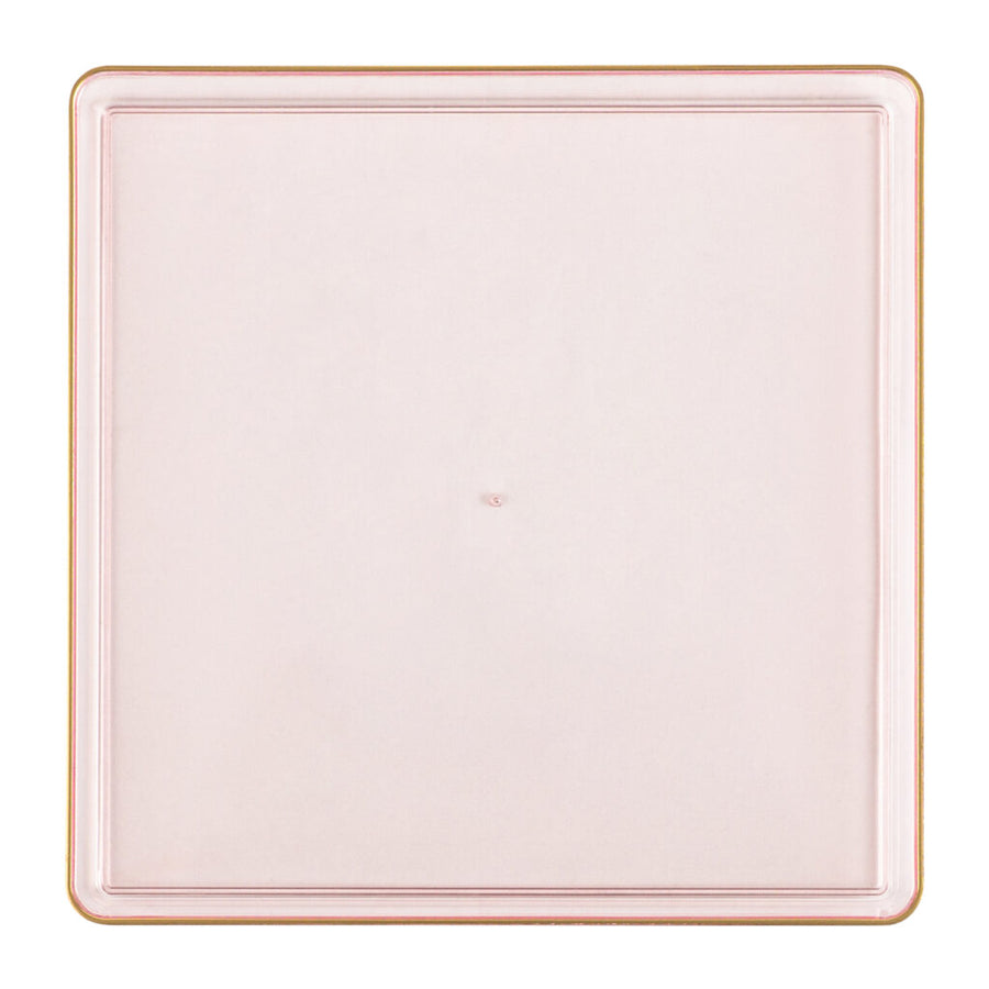Square Chargers Pink Transparent/Gold Rim - 4 Count - The Closeout Connection